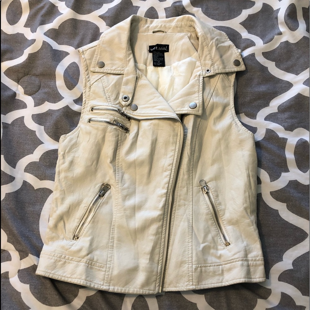 Cream leather vest